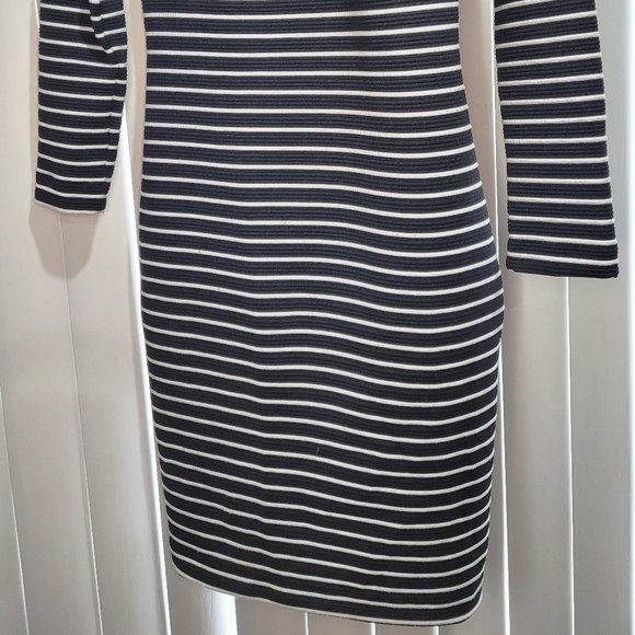 Dynamite Bodycon Striped Long Sleeve Dress B&W - Picture 3 of 6